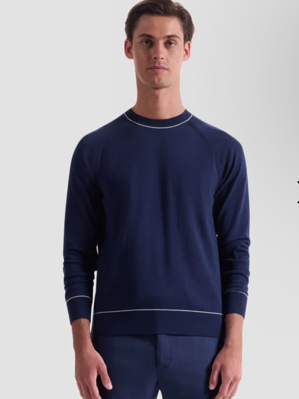 Bugatchi Men’s Solid Crewneck Pullover Sweater Contrast Tipping